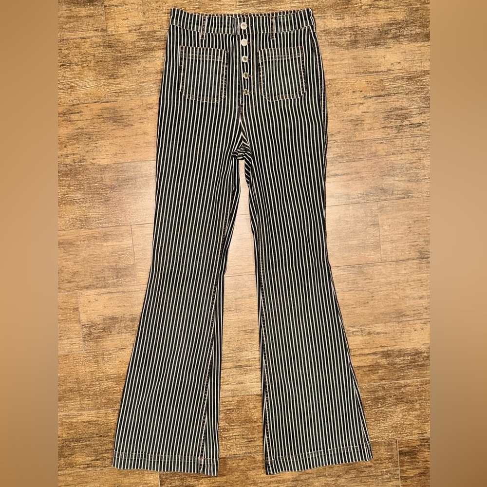 Forever 21 Blue and White Striped Flared Pant